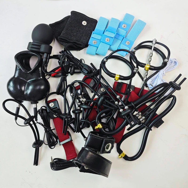 Varied Electro Bdsm Penis Ring Electrostimulator,E-stim Chastity Cage Cock Ring Glans Trainer,Men Electric Shock Sex Product Toy
