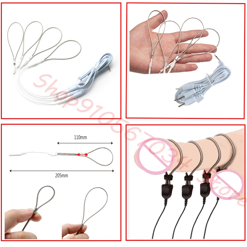 Varied Electro Bdsm Penis Ring Electrostimulator,E-stim Chastity Cage Cock Ring Glans Trainer,Men Electric Shock Sex Product Toy