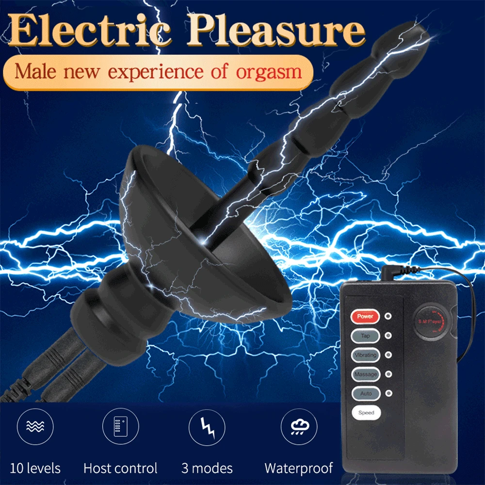 Electro Shock Anal Butt Plug Electric Nipple Sucker Clamps E-stim Penis Plug Ring Cock Cage SM Chastity Couple Sex Medical Toys