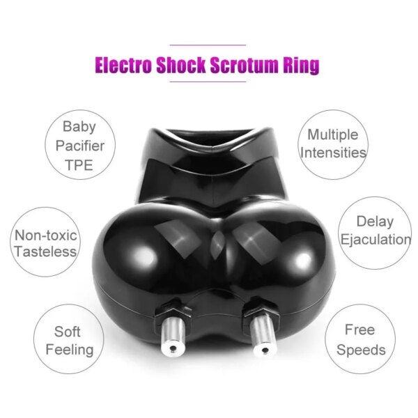 Electric Chastity Cage,Testicle Electrostimulation Penis Extender,BDSM Electro Sex for Men,E-stim Cockring,Electro Shock Scrotum