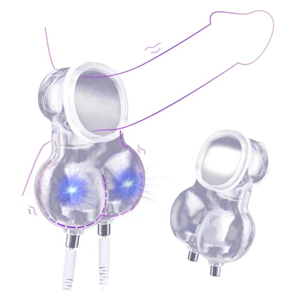 Electric Chastity Cage,Testicle Electrostimulation Penis Extender,BDSM Electro Sex for Men,E-stim Cockring,Electro Shock Scrotum