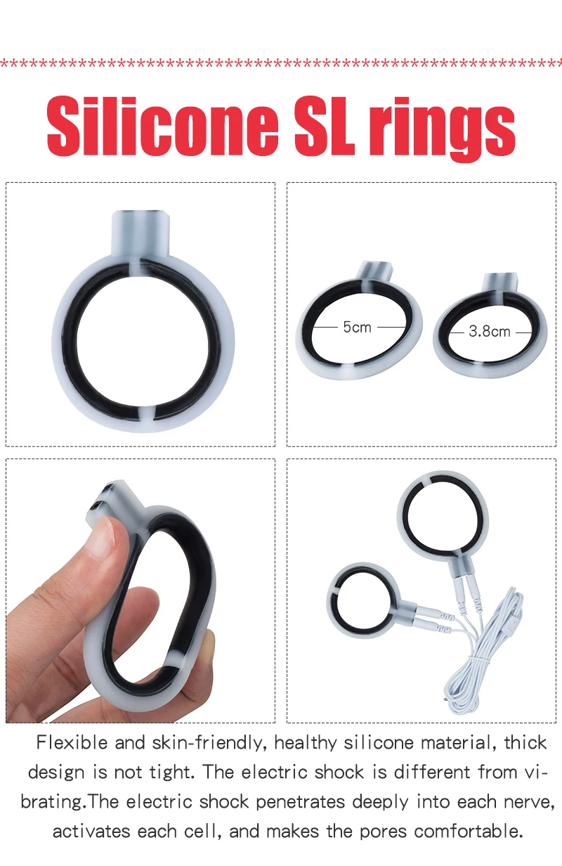 Electric Shock Penis Ring, Electro Stimulation Penis Massage Accessories, Cock Cage Penis Extender Sex Toys For Men Masturbator
