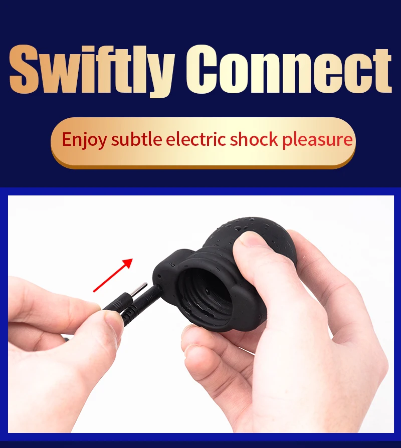 Electric Shock Penis Ring, Electro Stimulation Penis Massage Accessories, Cock Cage Penis Extender Sex Toys For Men Masturbator