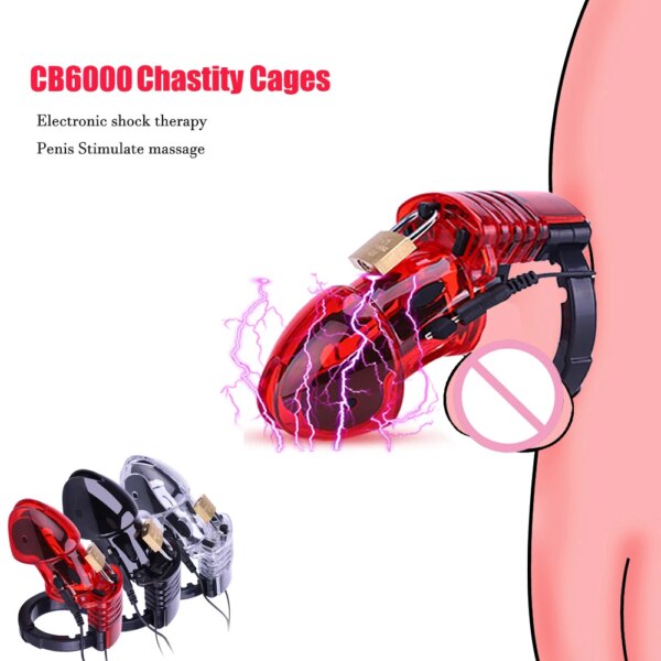Electric Shock Penis Ring, Electro Stimulation Penis Massage Accessories, Cock Cage Penis Extender Sex Toys For Men Masturbator