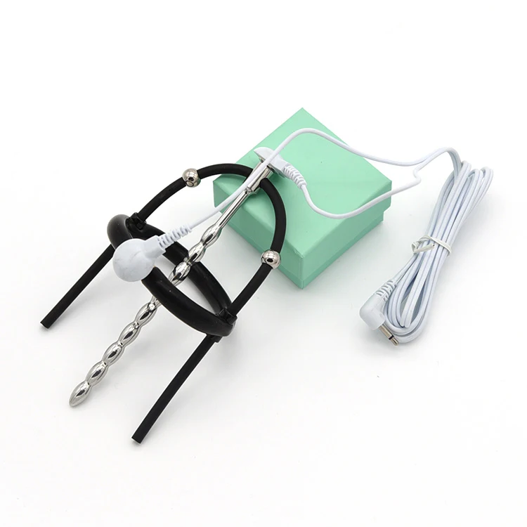 Strongest BDSM Power Box,Cable,Electro Shock Penis Ring,Electro Stimulate Massage Glans Trainer Cock Cage Penis Plug,Men Sex Toy