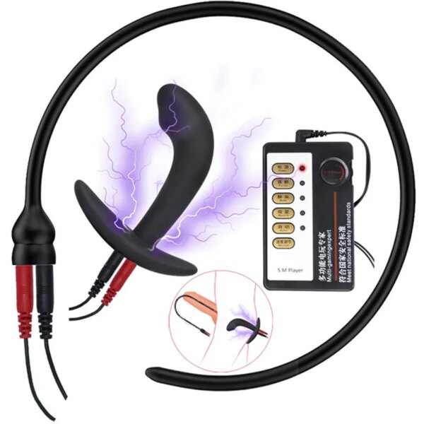 Electric Shocker Anal Butt Plug,E stim Urethral Dilator,BDSM Electro Shock Penis Plug,Sex Toys Men,Electrostimulation Massager