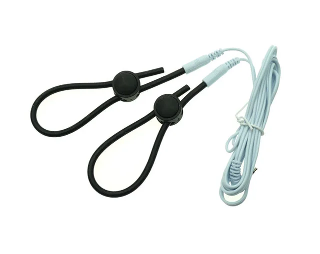 Electric Shock Silicone Loops Cock Ring,BDSM Electro Stimulation Penis Extender Men Enlarger Masturbator,E-stim Medical Sex Toys