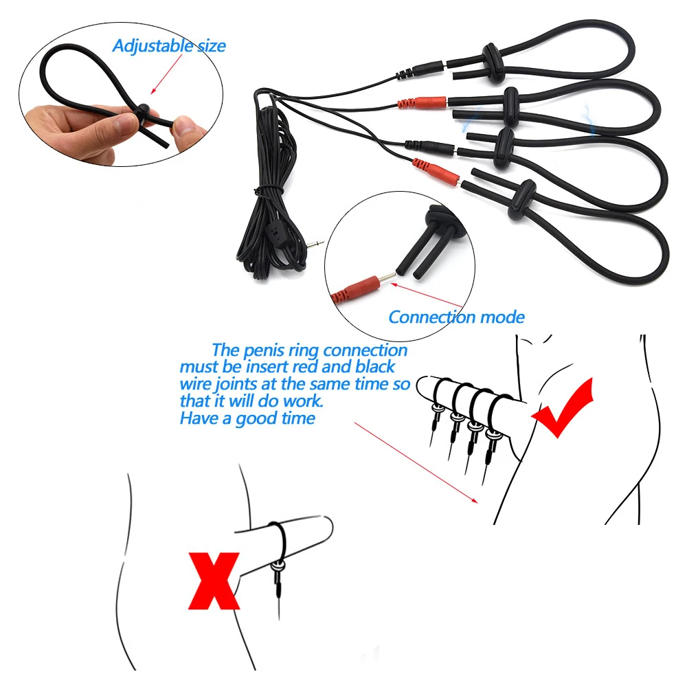 BDSM Strong Electro Shock Penis Ring Masturbator Electro Stimulation Cock Ring Massage Pad E-Stim Penis Extender Sex Toy For Men