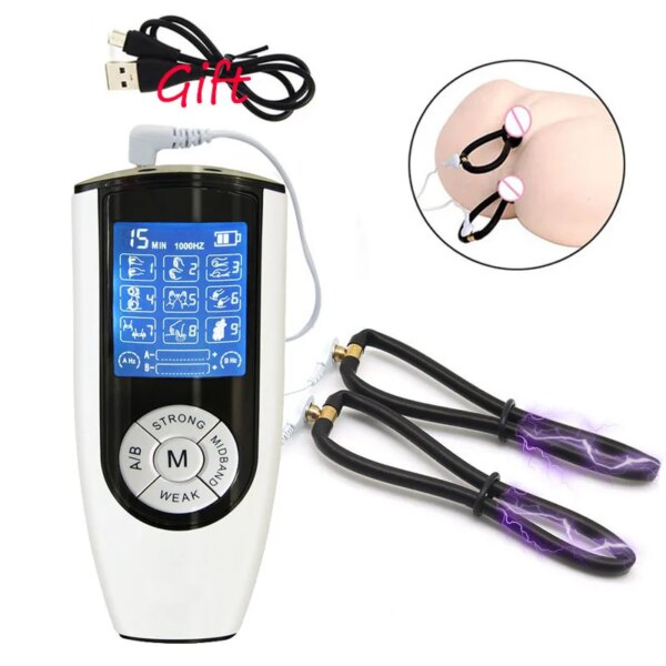 Electro Sex/Stimulation Insertable Vaginal Ring Anal Electrode Plug,E-stim Penis and Testicles Band,Electric Stimulator BDSM Toy