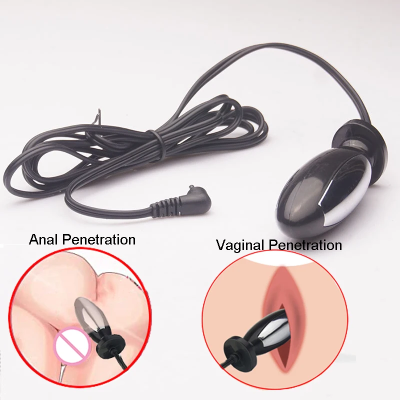 Electric Shock Sex Toys,Electro Penis Stimulator Ring BDSM Cock Cage,Estim Anal Butt Plug,E stim for Men