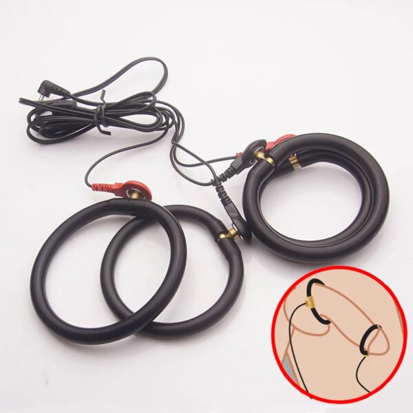 Electric Shock Sex Toys,Electro Penis Stimulator Ring BDSM Cock Cage,Estim Anal Butt Plug,E stim for Men
