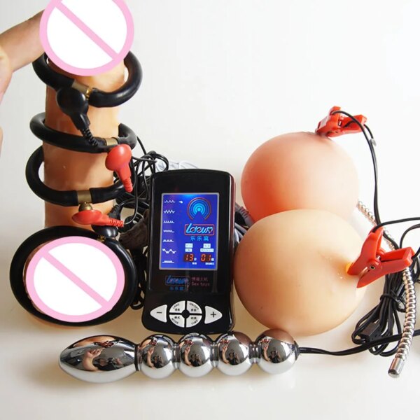 Electro Shock BDSM Anal Butt Plug Stimulators,Electric Cock Ring Sex Toys,E stim Estim Penis Plug Sounding,Electrostimulator