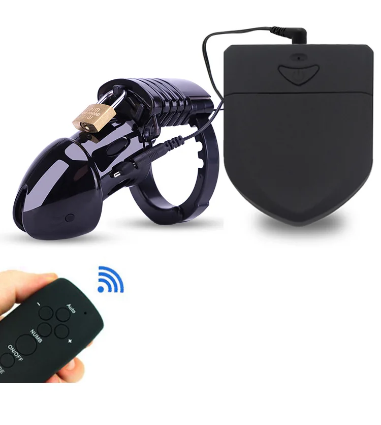 E-Stim Male Masturbator Electric Shock Chastity Cock Cage Ball Stretcher,Electro Stimulation Anal Plug Penis Ring BDSM Sex Tools
