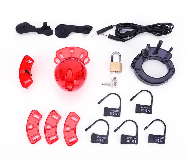 E-Stim Male Masturbator Electric Shock Chastity Cock Cage Ball Stretcher,Electro Stimulation Anal Plug Penis Ring BDSM Sex Tools