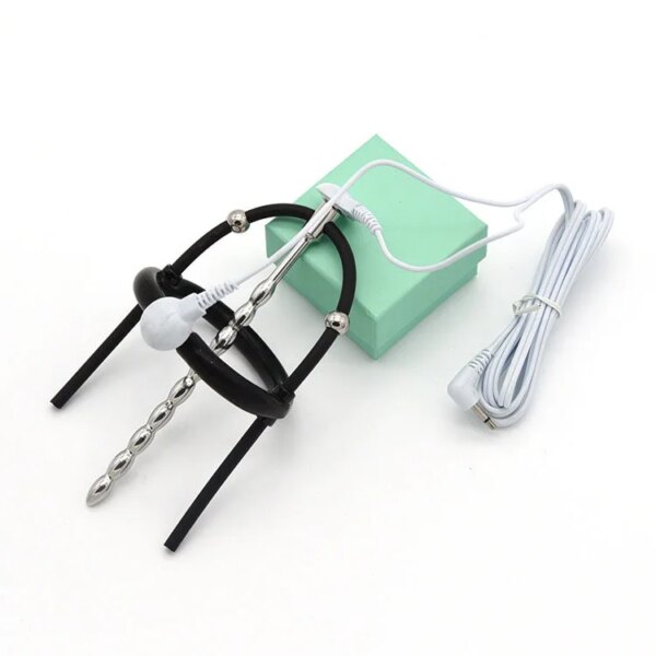 Electric Shock Sex Toys Penis Ring Masturbator,Electro Stimulation Bdsm Glans Trainer Cock Cage,E-stim Urethral Catheter Sounds