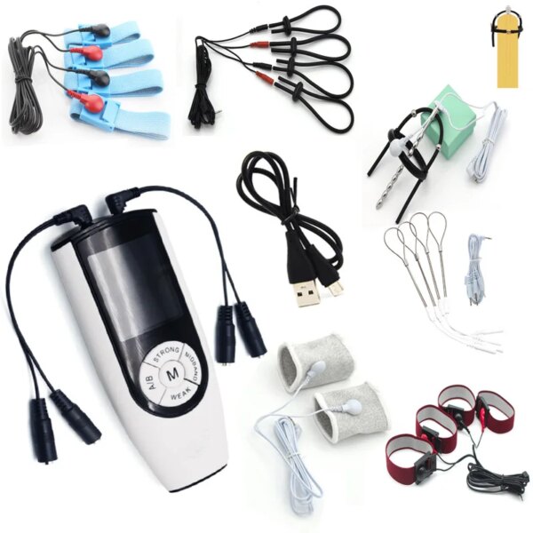 Electric Shock Sex Toys Penis Ring Masturbator,Electro Stimulation Bdsm Glans Trainer Cock Cage,E-stim Urethral Catheter Sounds