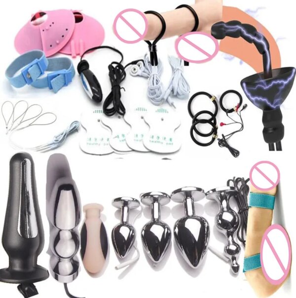 Electric Shocker Anal Butt Plug,Bdsm Electro Shock Sex Penis Cock Ring,Electrosex Electrostimulator,E stim Estim E-stim