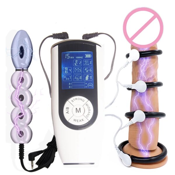 Electrostimulator for Men,Electric Shock Sex Anal Butt Plug Stimulation,Electro BDSM Cock Penis Ring,e stim Estim Electrosex
