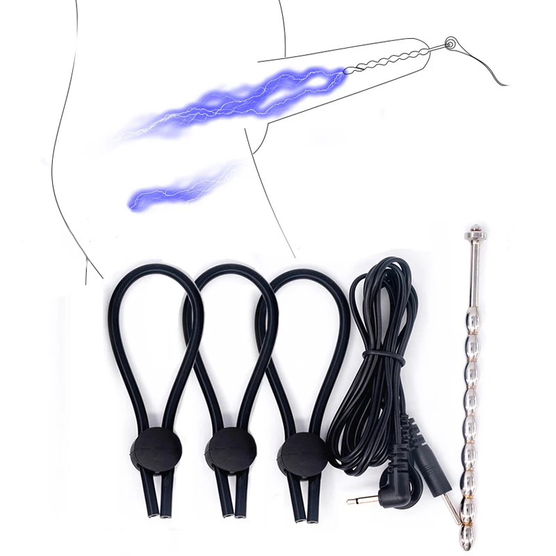Electro Sex for Men,E stim Chastity Cage,Electric Shock BDSM Penis Cock Ring,E-stim Cockring,Electrosex Electrostimulation