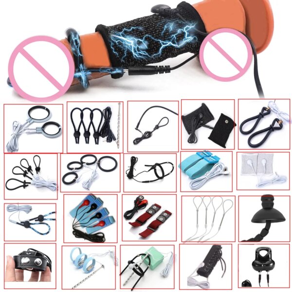 Electro Sex for Men,E stim Chastity Cage,Electric Shock BDSM Penis Cock Ring,E-stim Cockring,Electrosex Electrostimulation