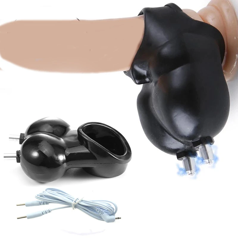 Electro Sex for Men,E stim Chastity Cage,Electric Shock BDSM Penis Cock Ring,E-stim Cockring,Electrosex Electrostimulation