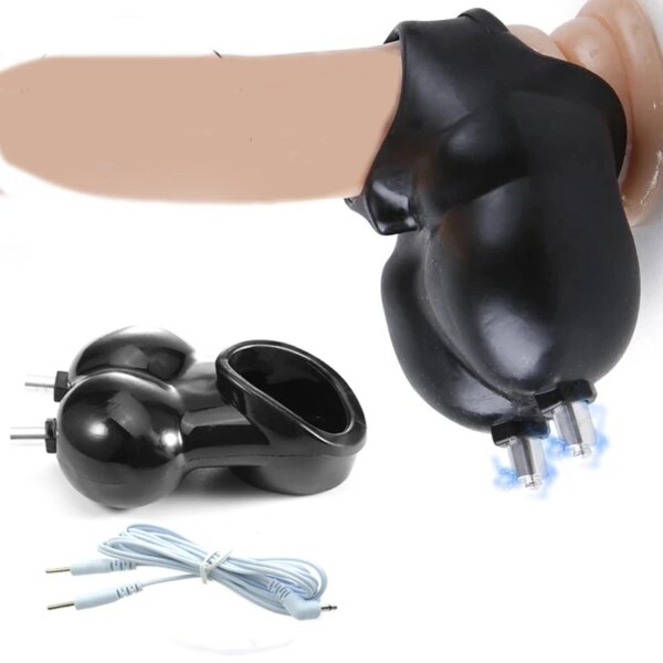 Electro Sex for Men,E stim Chastity Cage,Electric Shock BDSM Penis Cock Ring,E-stim Cockring,Electrosex Electrostimulation