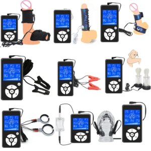 20 Modes Power Box Electric shocker Set,Electrostimulation Penis Cock Ring,E stim Electrosex Nipple Clips ,Electro Sex Cockring
