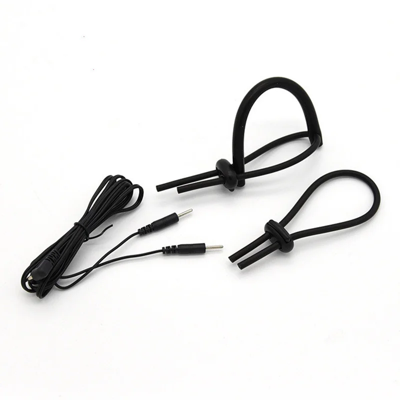 18+ Adults Estim Penis Ring,Electric Shock Bdsm Cock Sheath Ball Stretcher, Electro Sex Toy For Men,E-Stim GlansTesticle Loops