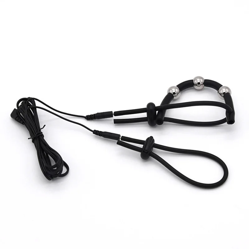 18+ Adults Estim Penis Ring,Electric Shock Bdsm Cock Sheath Ball Stretcher, Electro Sex Toy For Men,E-Stim GlansTesticle Loops