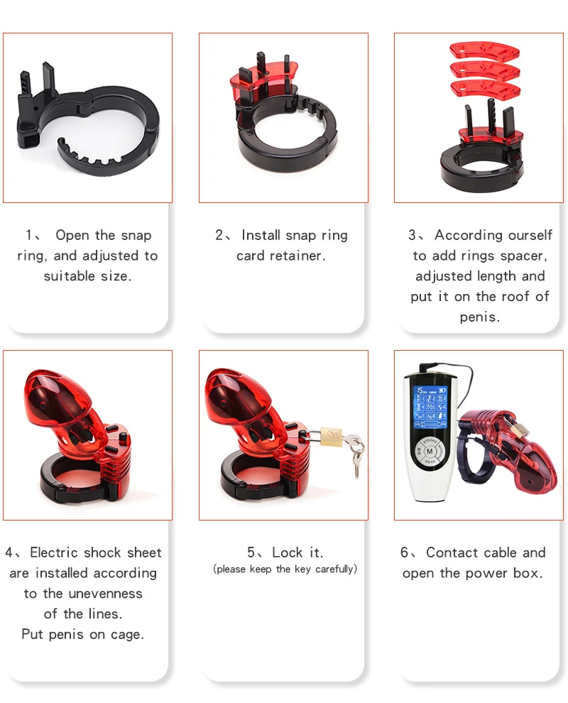 Strongest Electro Shock Bdsm Penis Ring,e-stim Chastity Cage,Electro Stimulation Penis Extender Men Enlarger Masturbator,Sex Toy