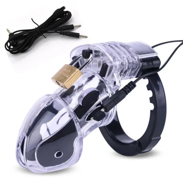 Electric Shock Bdsm Cock Sheath Ball Stretcher E-stim Penis Ring,Glans Testicle Loops Massage Electro Sex Toy for Men,Host,Cable