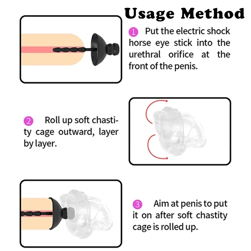 Electric Shock Bdsm Cock Sheath Ball Stretcher E-stim Penis Ring,Glans Testicle Loops Massage Electro Sex Toy for Men,Host,Cable