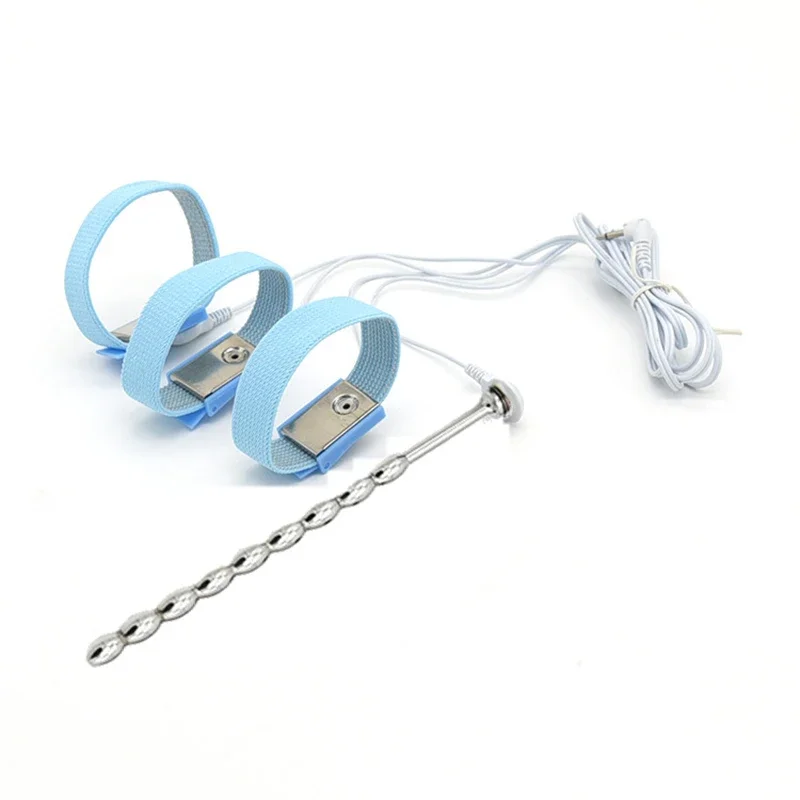 Electric Shock Bdsm Cock Sheath Ball Stretcher E-stim Penis Ring,Glans Testicle Loops Massage Electro Sex Toy for Men,Host,Cable