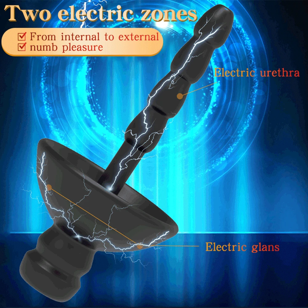 Electric Shock Bdsm Cock Sheath Ball Stretcher E-stim Penis Ring,Glans Testicle Loops Massage Electro Sex Toy for Men,Host,Cable