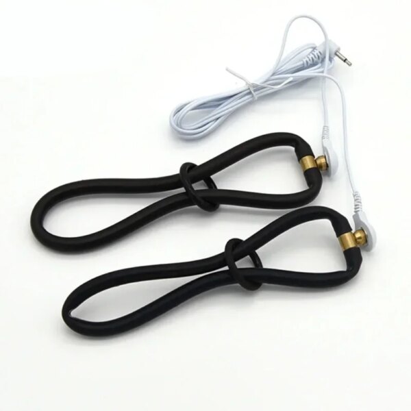Electric Shock Bdsm Cock Sheath Ball Stretcher E-stim Penis Ring,Glans Testicle Loops Massage Electro Sex Toy for Men,Host,Cable