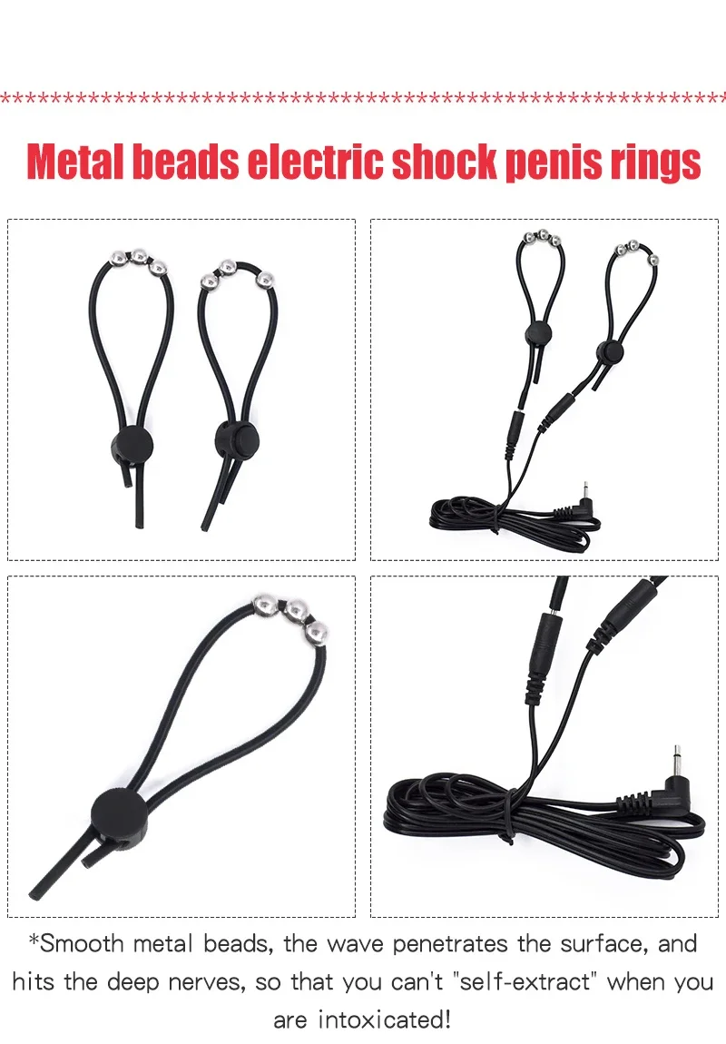 Electric Shock Bdsm Cock Sheath Ball Stretcher E-stim Penis Ring,Glans Testicle Loops Massage Electro Sex Toy for Men,Host,Cable