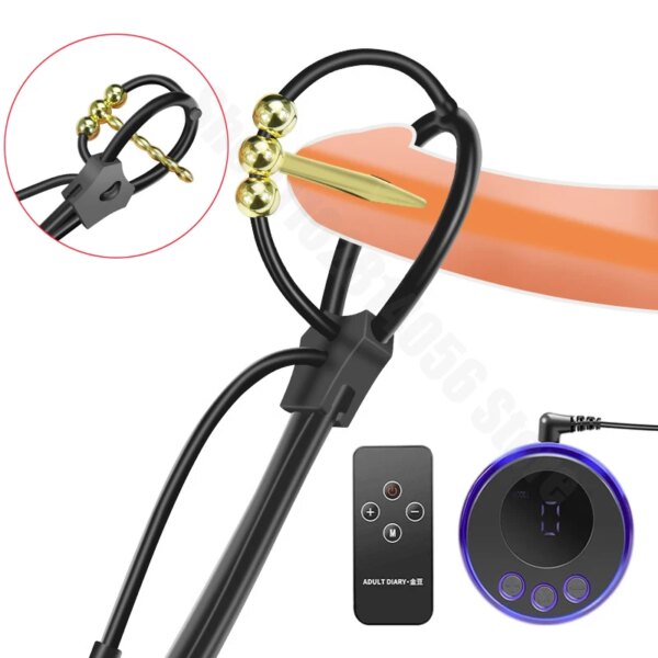 E stim Urethra Toys for Men,Electrostimulation Cock Ring,Estim Urethral Sounding Penis Plug,BDSM Electro Sex Shock Glans Trainer