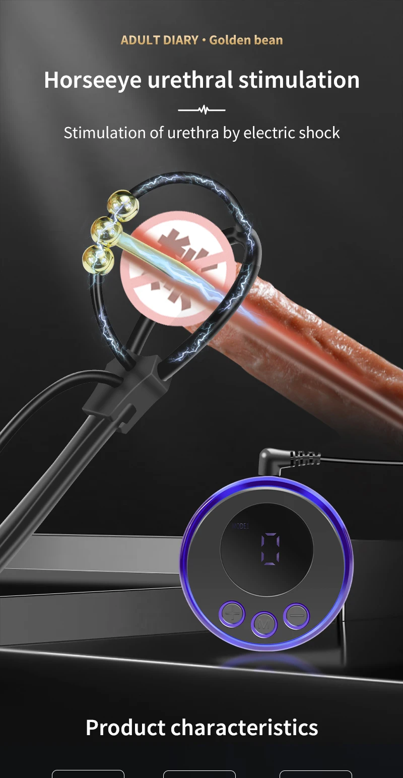 E stim Urethra Toys for Men,Electrostimulation Cock Ring,Estim Urethral Sounding Penis Plug,BDSM Electro Sex Shock Glans Trainer