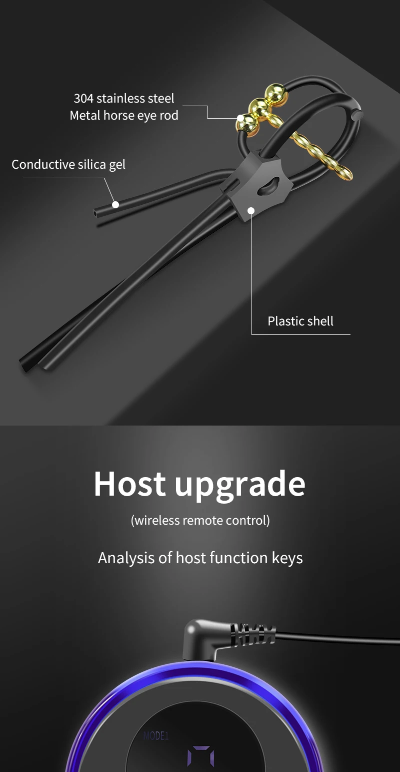 E stim Urethra Toys for Men,Electrostimulation Cock Ring,Estim Urethral Sounding Penis Plug,BDSM Electro Sex Shock Glans Trainer