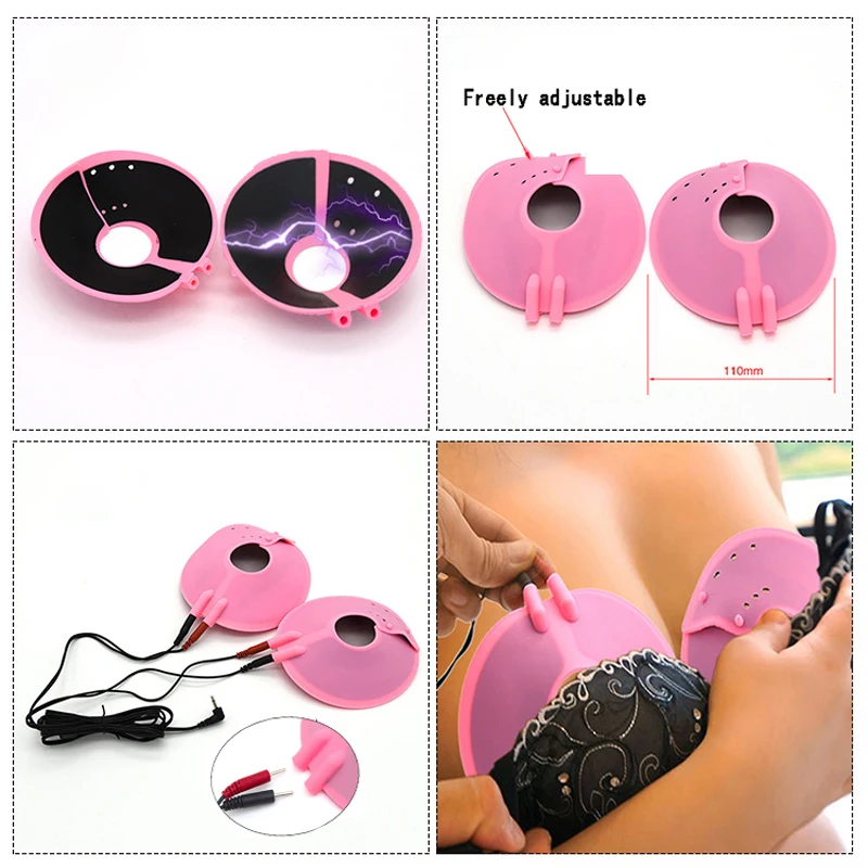 BDSM Bondage Electric Shock Nipple Sucker Clamp Electro Stim Sex Nipple Paste Pads Breast Stimulate Massage Pads Woman Sex Toys