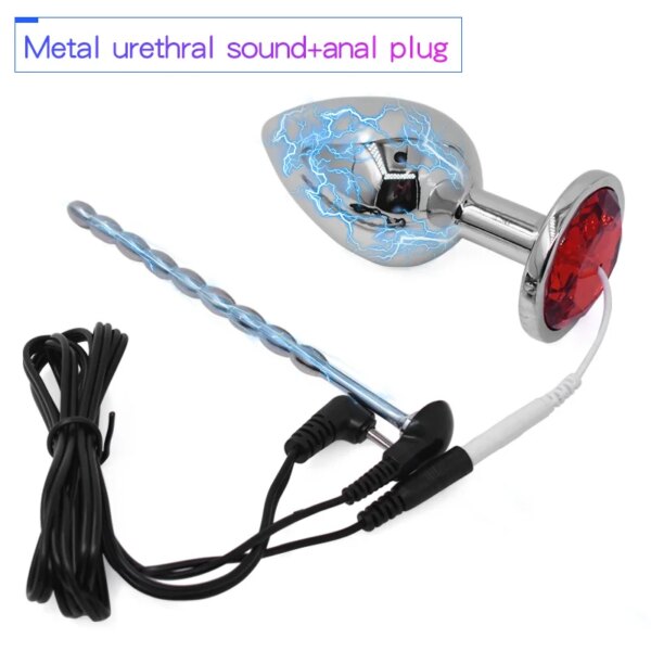 Electric Stimulation Urethral Sound Catheter Dilator Electro Shock Penis Plug Cock Ring E-Stim Bdsm Sex Toy For Men Masturbation