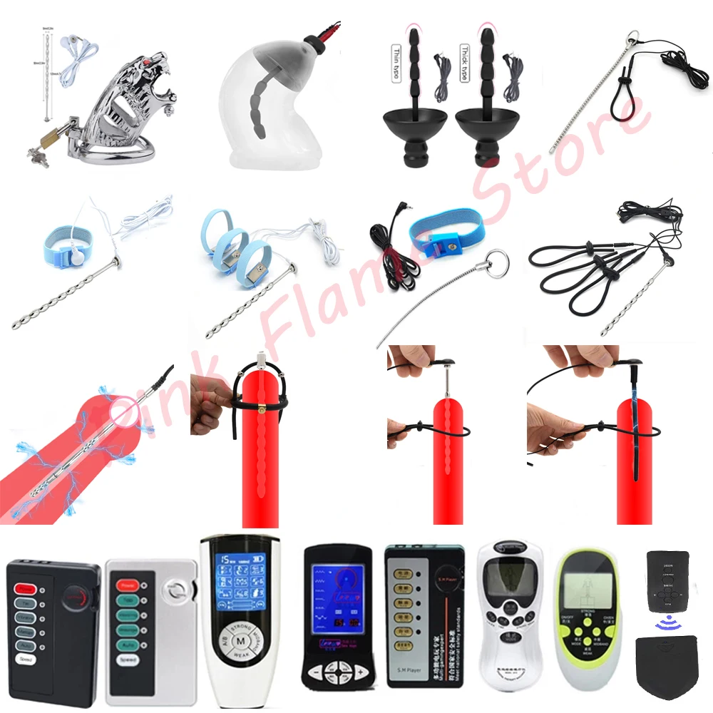 Electric Stimulation Urethral Sound Catheter Dilator Electro Shock Penis Plug Cock Ring E-Stim Bdsm Sex Toy For Men Masturbation