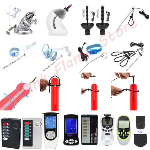Electric Stimulation Urethral Sound Catheter Dilator Electro Shock Penis Plug Cock Ring E-Stim Bdsm Sex Toy For Men Masturbation