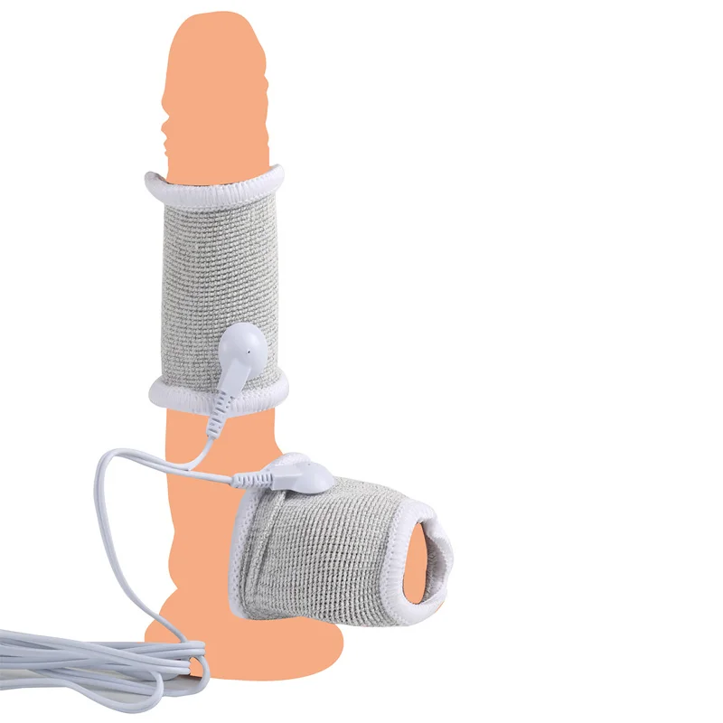 USB Charge Electro Shock Penis Ring Conductive Fibers Loops E-stim Cock Massage Extender SM Electric Play Sex Tool For Men Gay