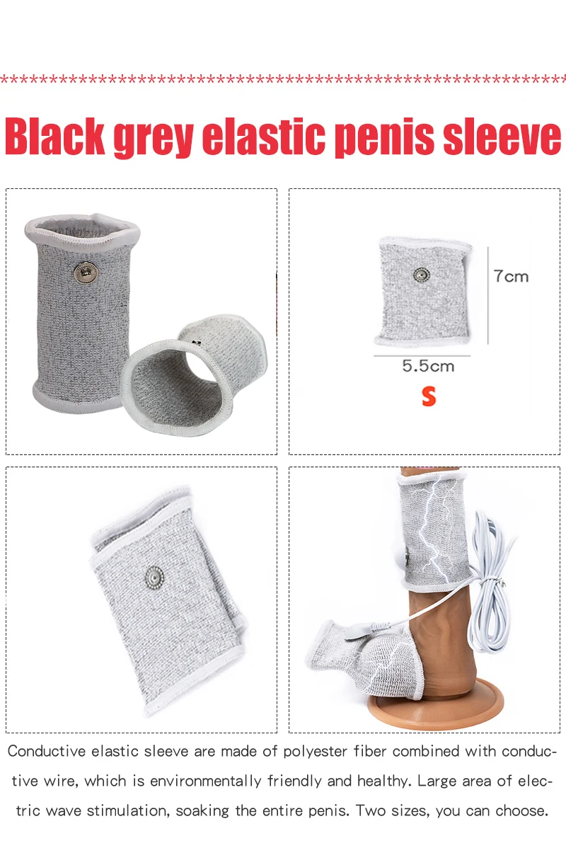 USB Charge Electro Shock Penis Ring Conductive Fibers Loops E-stim Cock Massage Extender SM Electric Play Sex Tool For Men Gay