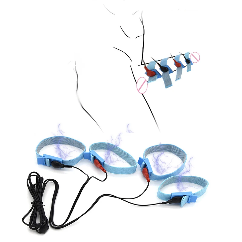 USB Charge Electro Shock Penis Ring Conductive Fibers Loops E-stim Cock Massage Extender SM Electric Play Sex Tool For Men Gay