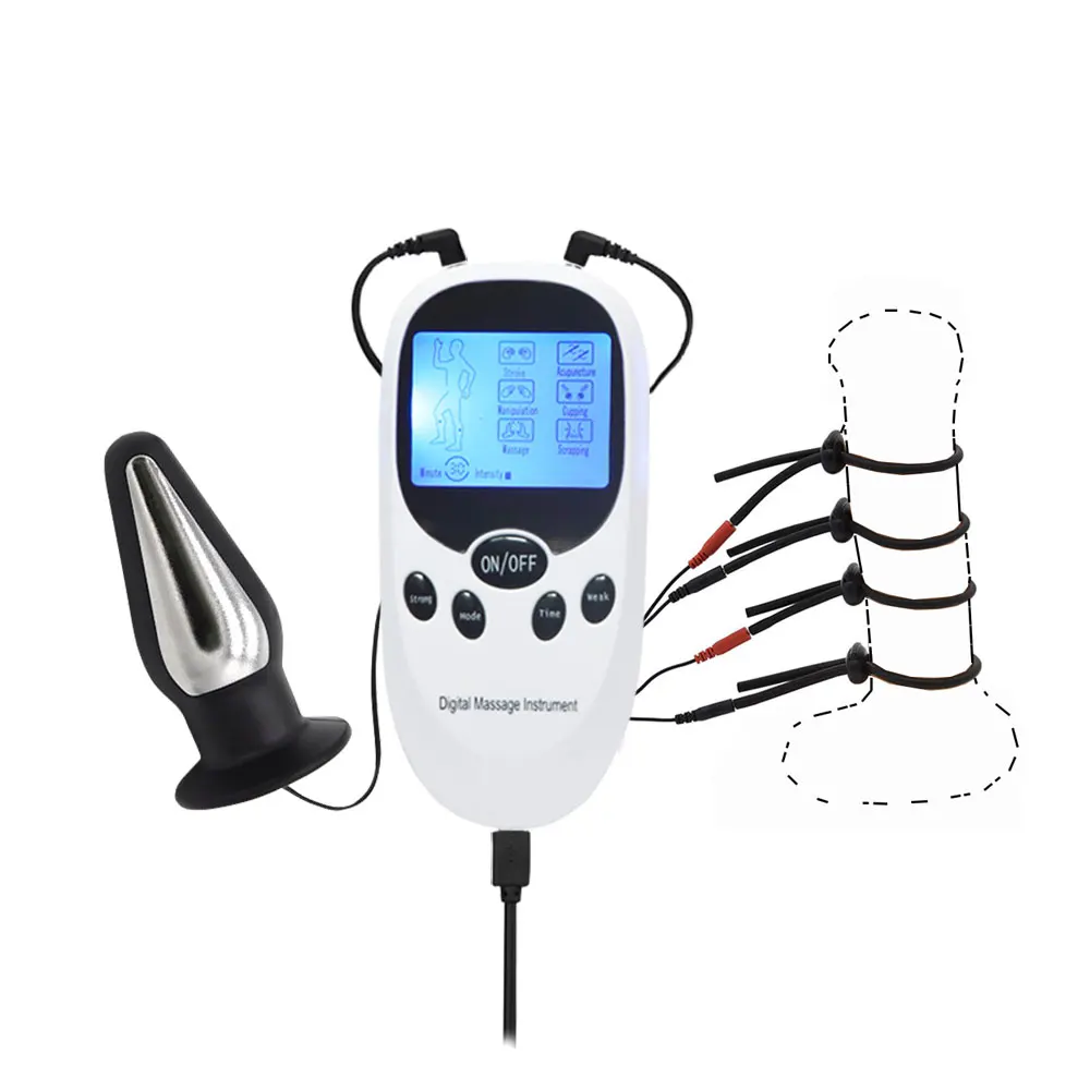 Electrostimulator for Men,Electric Shock Sex Anal Butt Plug Stimulation,Electro BDSM Cock Penis Ring,e stim Estim Electrosex toy