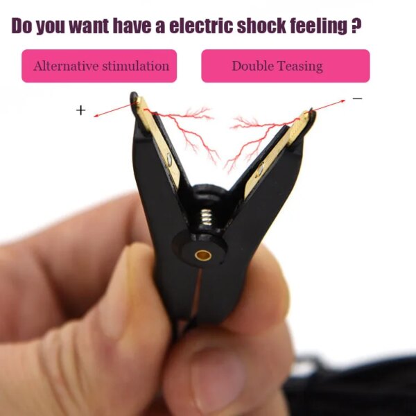 BDSM Electric Shock Nipple Clamps,Electrical Stimulator,Electrosex Electro Labia Clip Clitoris Massager,E-stim Sex Toy For Women
