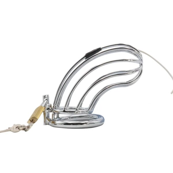 Metal Penis Lock Electric Shock Male Cock Cage Cock Ring Anal Butt Plug Bird Restraint Electro Stim SM Sex Toys for Men