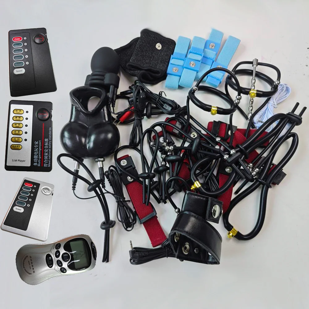 Various Electro Shock Penis Ring,Men Electric Stimulate Urethra Prostate Massage,E-stim Chastity Cage,Cock Extender,Bdsm Sex Toy